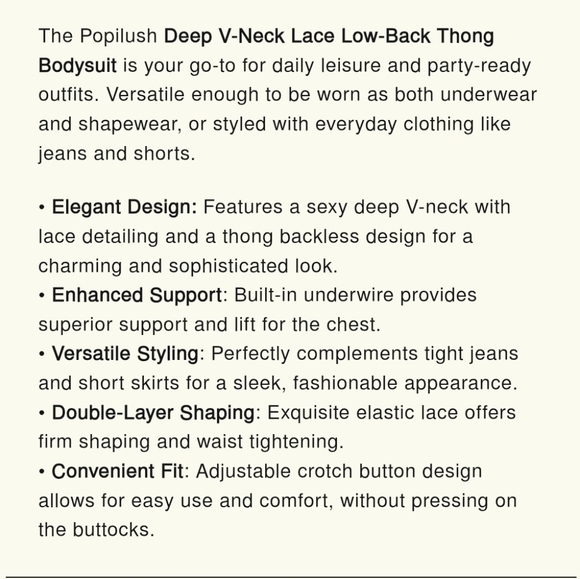 Popilush Shapewear Lace Deep V-neck Hourglass Bodysuit NWT 3X - Picture 3 of 6